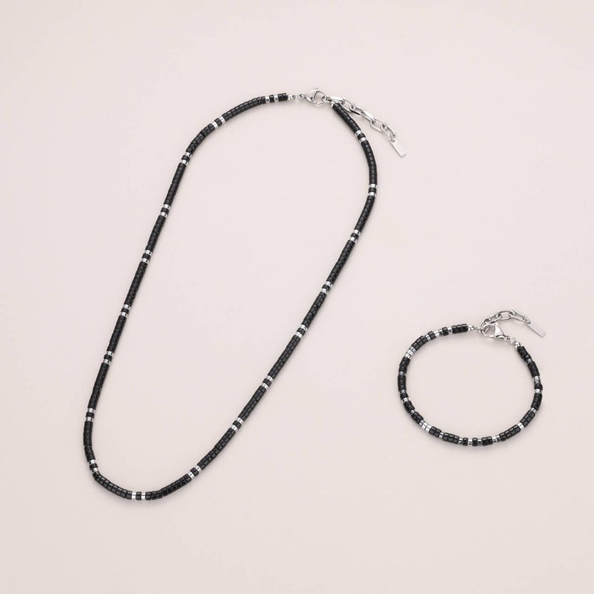GAVU Black Stone Bracelets for Men with Hematite, Heishi Necklace Jewelry Set for Men – product photo (Necklaces)