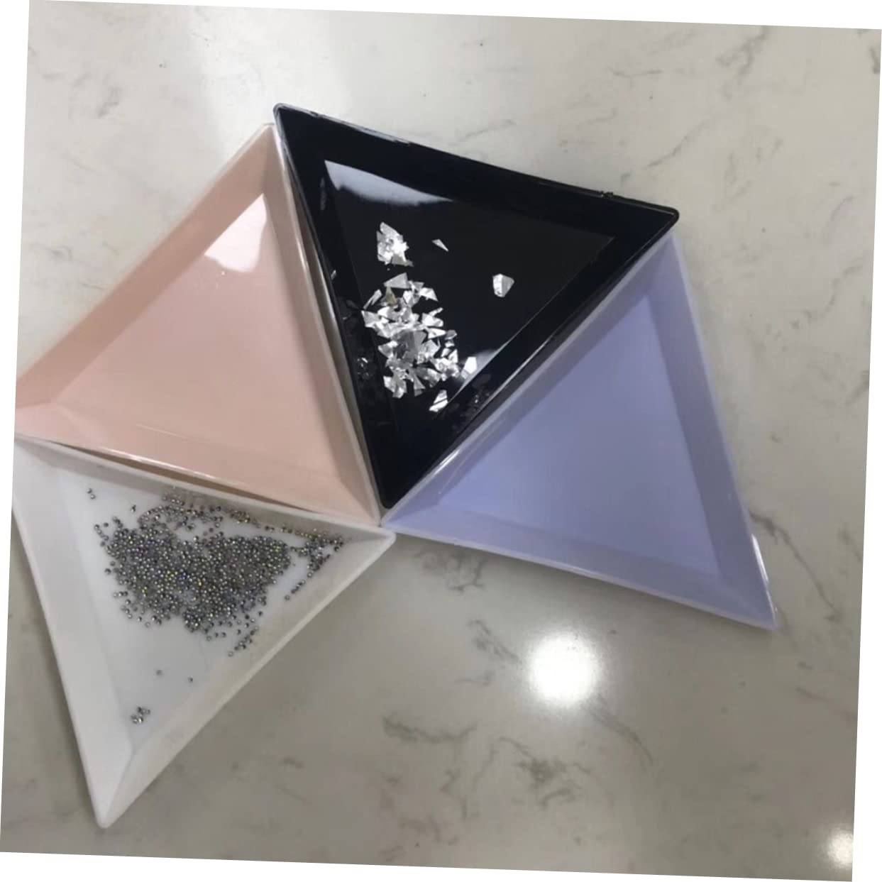 WOONEKY 80pcs Manicure Tools Triangular Storage Trays Nail Jewelry Tray Large Capacity for Nail Technician