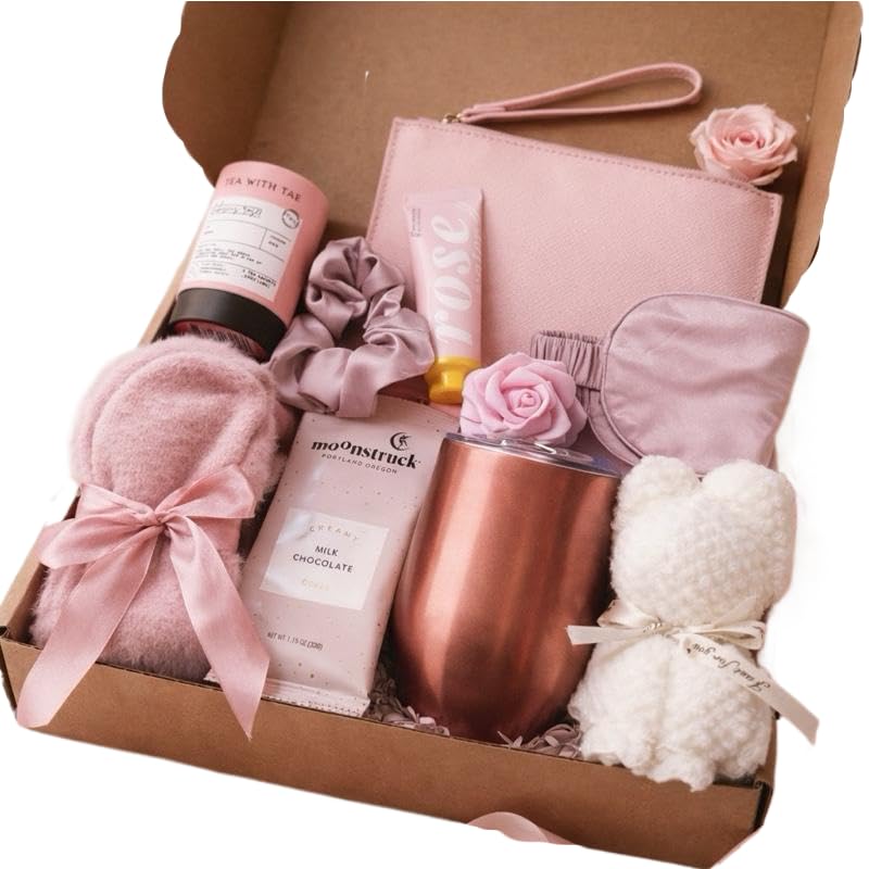 Taniri Luxury Spa Self Care Gift Box for Women, with Insulated Tumbler, Jewelry Box, Fuzzy Socks, Satin Sleep Mask, Silk