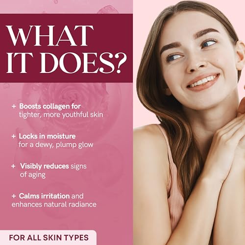 Collagen Face Serum with Rose – Firms Skin, Boosts Hydration, - Product Imagery