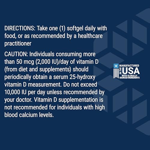 Life Extension Vitamin D3 125 mcg (5000 IU), Bone Health, Brain - Product Imagery