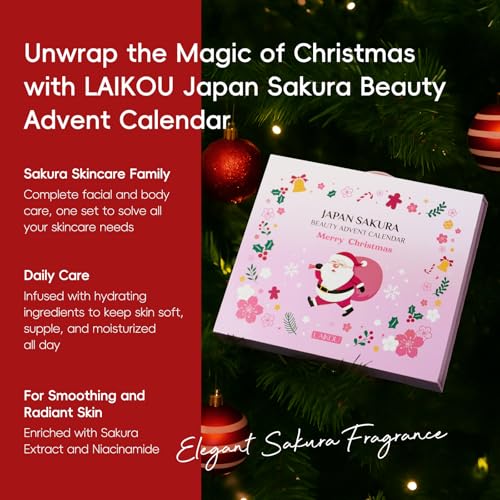 LAIKOU Japan Sakura Beauty Advent Calendar 2025, Christmas Gifts - Product Imagery