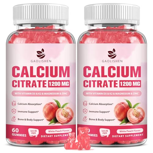 (2 Pack) Calcium Citrate 1200mg with Vitamin D3 K2 Gummies for - Product Imagery