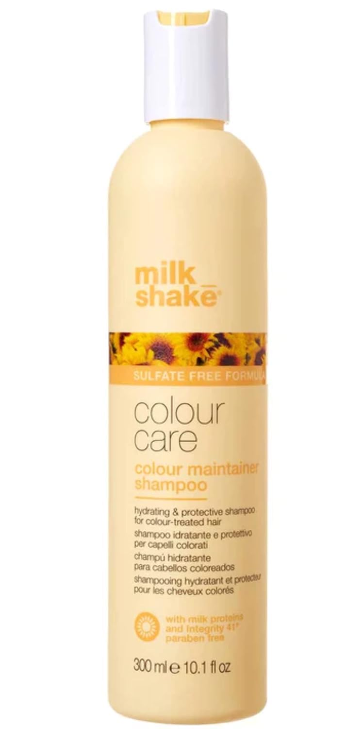 milk_shake Color Care Color Maintainer Shampoo bottle, 10.1 oz, with a white and colorful label, designed for maintaining vibrant hair color