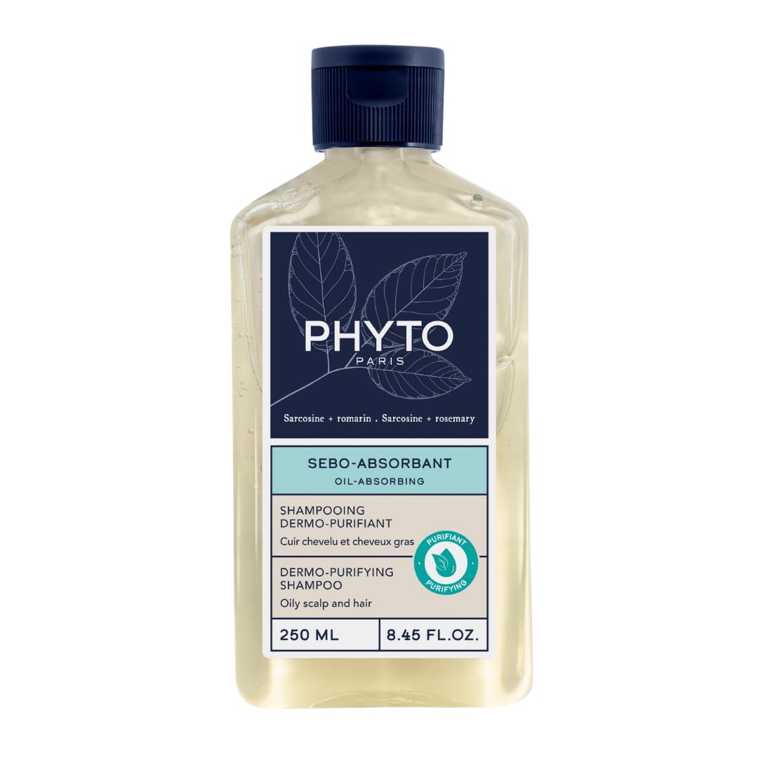 PHYTO Scalp Solutions Oil Absorbing Shampoo in 8.45 oz bottle, designed to cleanse and control excess oil on the scalp.