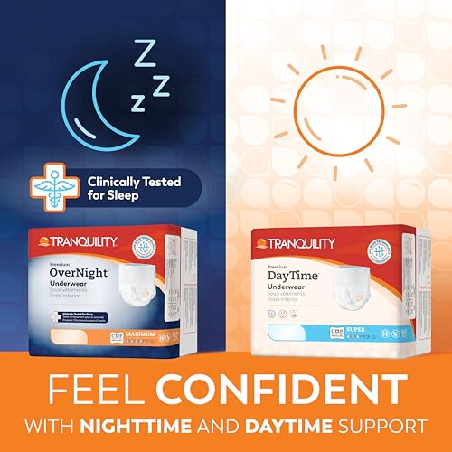 Tranquility Overnight Absorbent Underwear, M, Maximum, 48 in, 72 - Product Imagery