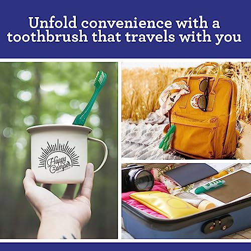 GuruNanda Folding Toothbrush with Built-in Cover, Perfect for - Product Imagery