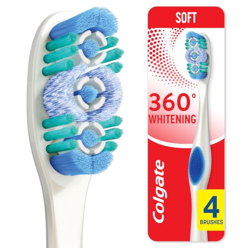 Colgate 360 Adult Whitening Toothbrushes, Soft, 4 Pack - Product Imagery