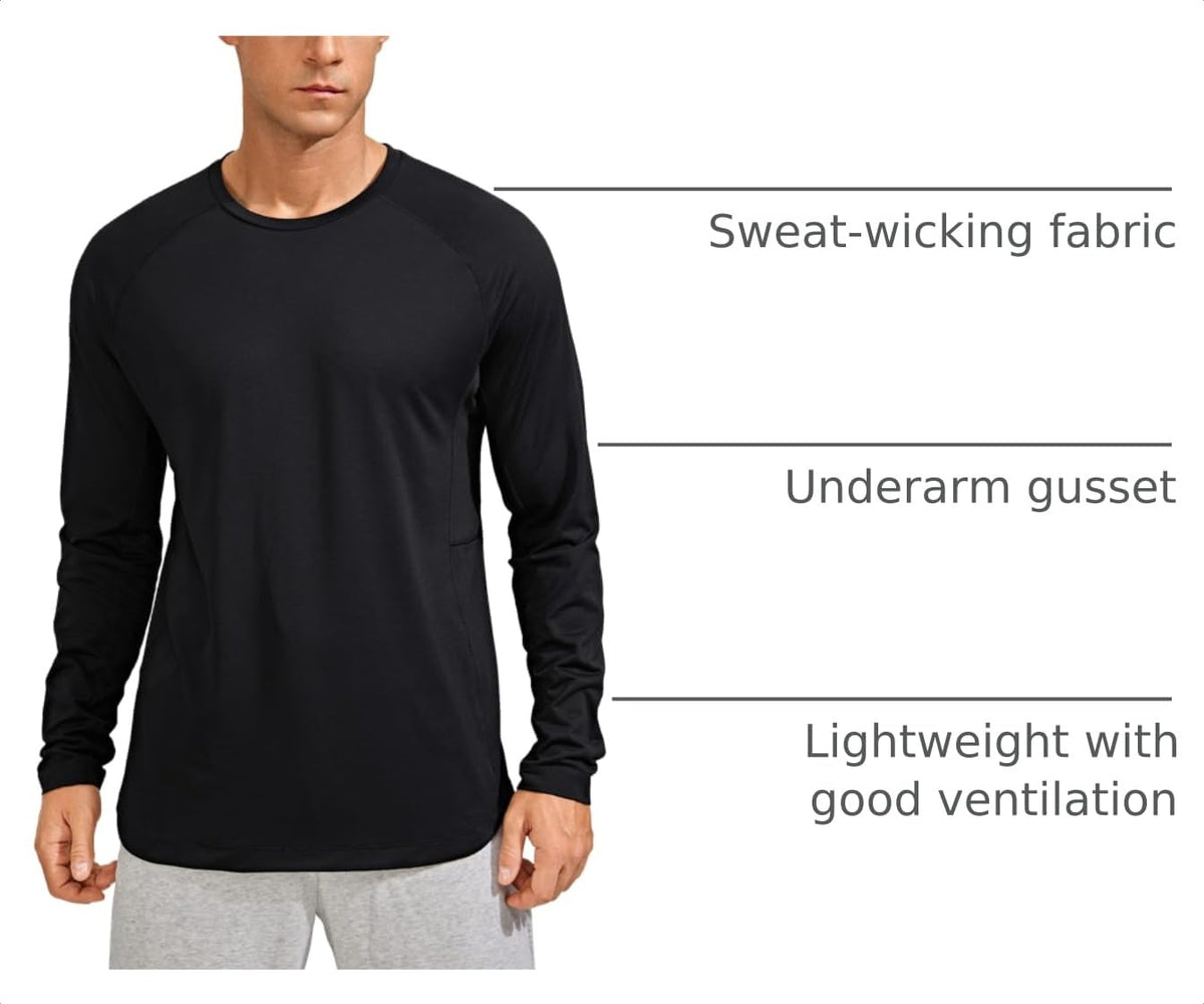 CRZ YOGA Quick Dry Long Sleeve Shirts – Black, Chest (in) Waist (in)
