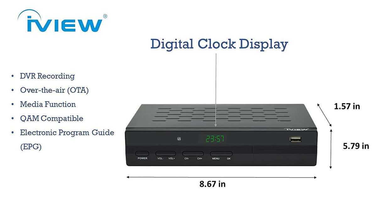 IVIEW-3500STB III, ATSC Digital Converter Box with Recording and Media Player, Analog to Digital, QAM Tuner, Channel 3/4