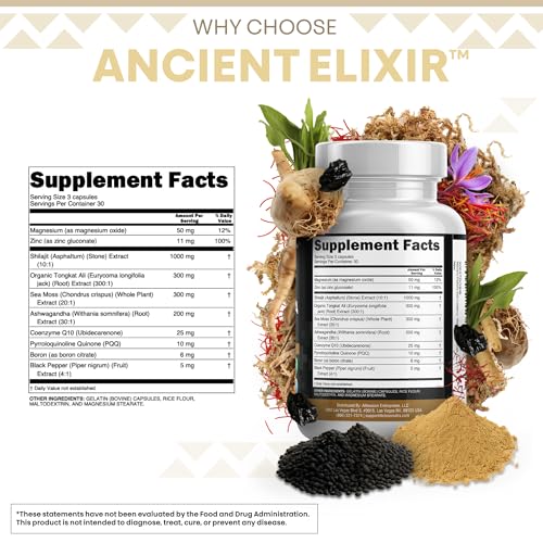 Shilajit Supplement for Men – Sea Moss, Ashwagandha, 90ct