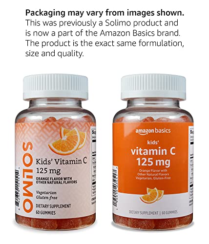 Amazon Basics Kids' Vitamin C 125mg Gummies, Orange Flavor, Soft - Product Imagery