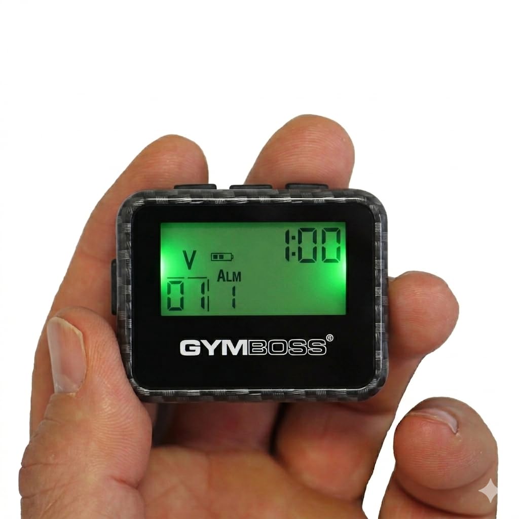 Gymboss Charge Interval Timer and Stopwatch – Carbon Black, Metal, 1.87 inches