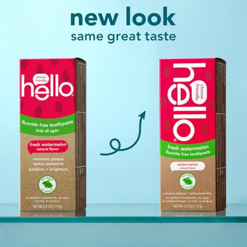 hello Kids Fluoride Free Toothpaste, Fresh Watermelon, 3 Pack, - Product Imagery