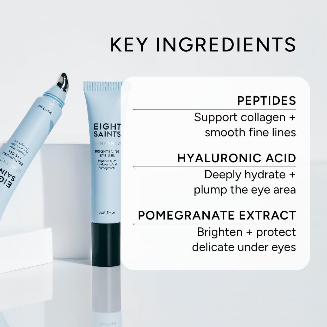 Eight Saints Light Show Brightening Eye Gel, Anti Aging Cooling Eye Gel to Reduce Puffiness, Wrinkles and Calms Under Ey
