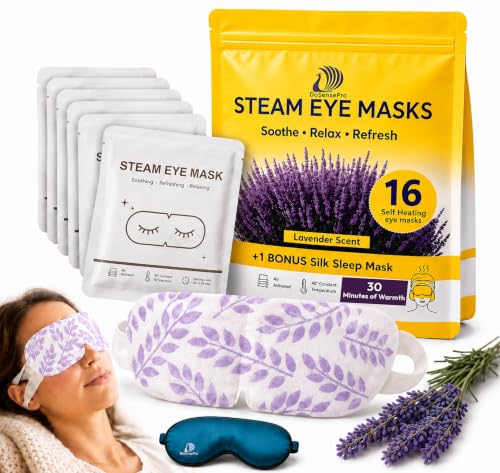 DoSensePro Lavender Steam Eye Mask for Dry Eyes, Self-Heating, 16 Pack – breathable, medical-grade fabric, Lavender, 1 C