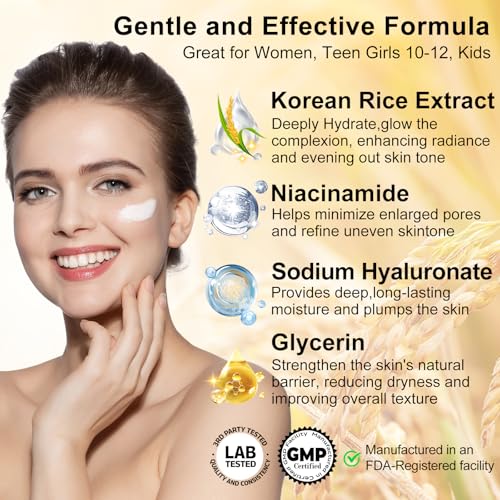 Skin Care Set w/Korean Rice Extract for Hydration,Glow,Repair - Product Imagery