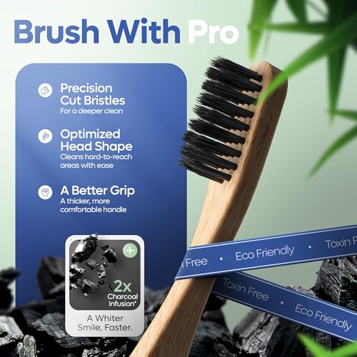 SmartLifeco Charcoal Bamboo Toothbrushes PRO - Extra Soft - Product Imagery