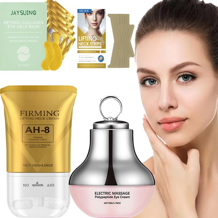 Nascence AH-8 Neck and Eye Cream Set with Electric Massage Tightening, Anti-Wrinkle Treatment with Red Light, Deep Moist