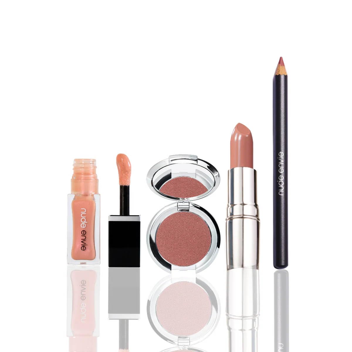Nude Envie - The Ultimate Nude Lip Collection - Makeup Gift Set - Lip Gloss, Lip Liner, Eye Shadow, Lipstick - Luxury Co