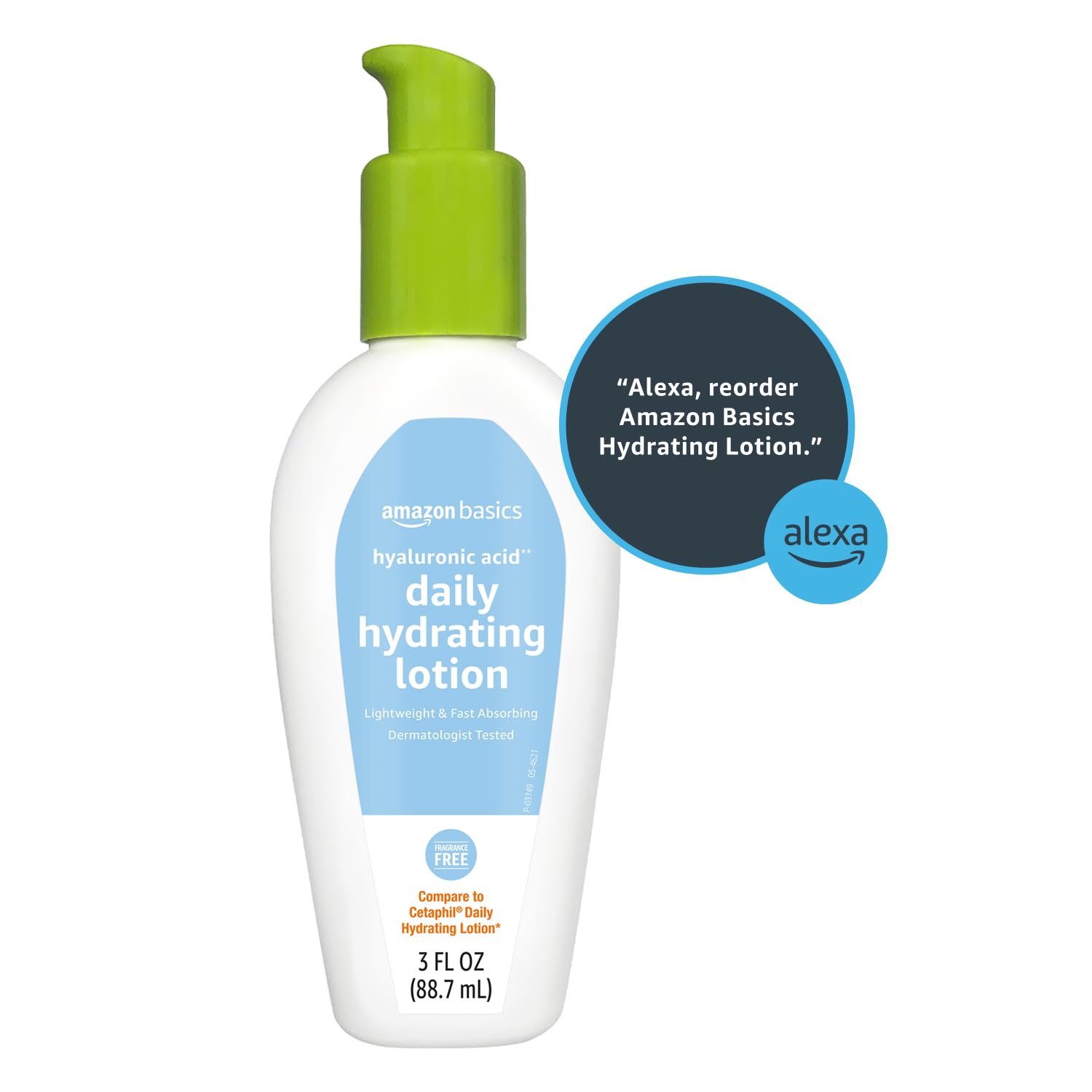 Amazon Basics hyaluronic acid face moisturizer in a 3oz jar, smooth and hydrating skin moisturizer with clear packaging.