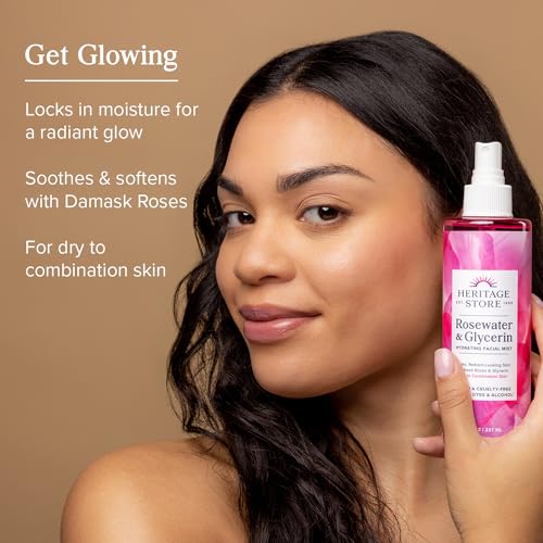 HERITAGE STORE Rosewater & Glycerin Facial Mist, 8 fl oz - Product Imagery