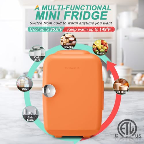 CROWNFUL Mini Fridge, 4 Liter/6 Can Portable Cooler and Warmer - Product Imagery