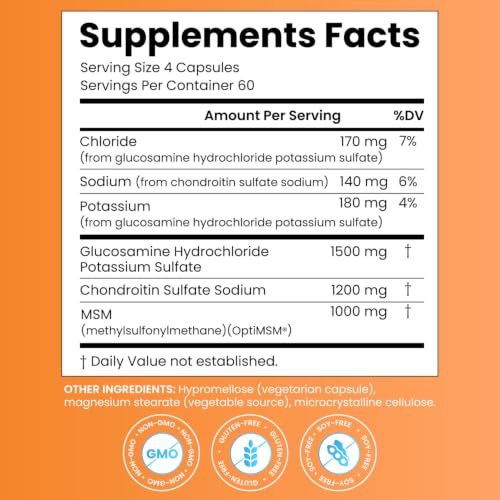 Doctor's Best Glucosamine Chondroitin MSM, Non GMO, 240 Capsules - Product Imagery