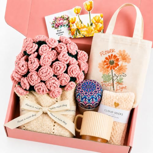 Gifts for Women Self Care Gift Set with Bouquet Blanket Cup - Smbrige Official Imagery - 1