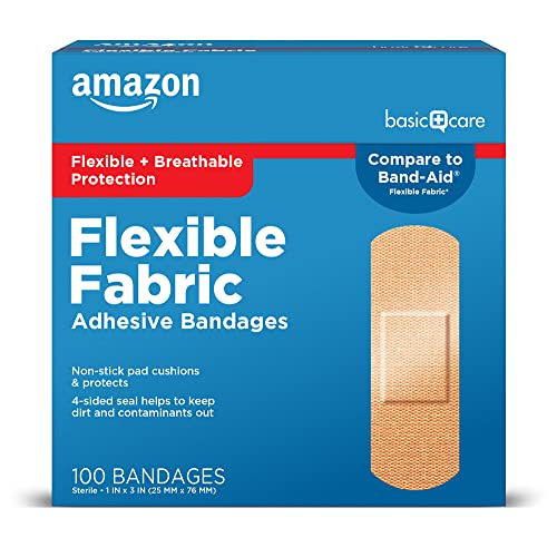 Amazon Basic Care Flexible Fabric Adhesive Bandages, First Aid - Product Imagery