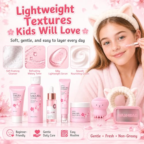 Japan Sakura Skincare Kit Gifts For Teen Girls - Gentle & - Product Imagery