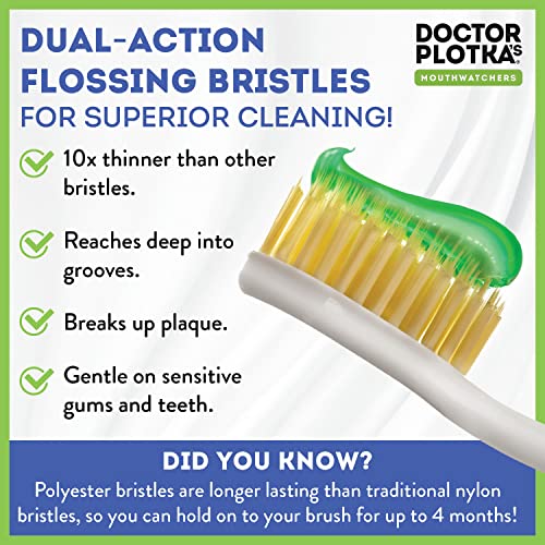 MOUTHWATCHERS Soft Flossing Manual Toothbrush, Adults, 2-Pack, - Product Imagery
