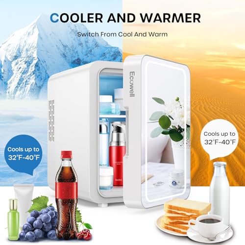 ECOWELL Skin Care Fridge for Cosmetic, Mini Skincare Fridge with - Product Imagery