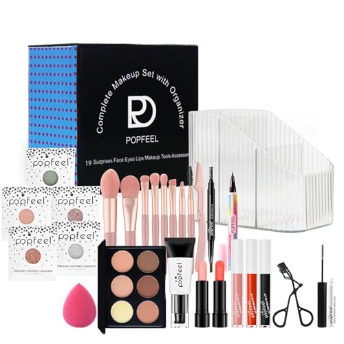 JasCherry Makeup Set, Cosmetic Make Up Starter Kit with Portable Travel Concealer Palette Lipstick Lip Gloss Eyeliner Ma