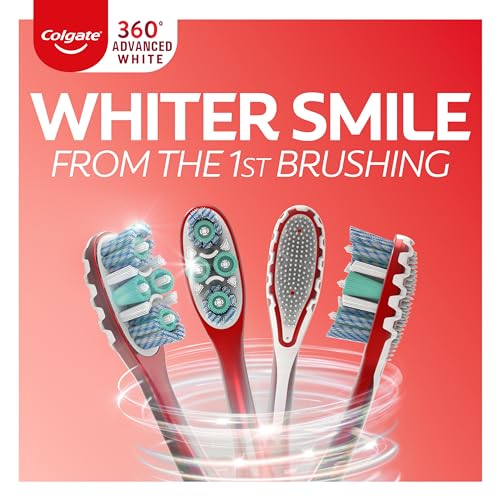 Colgate 360 Advanced Whitening Toothbrushes, Medium, 4 Pack - Product Imagery