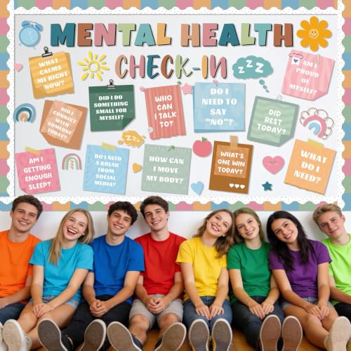 Mental Health Bulletin Board Set Boho Classroom Decoration - Product Imagery