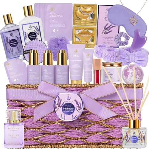 35 Pcs Gifts for Women, Lavender Bath & Body Gift Basket,Face - Product Imagery