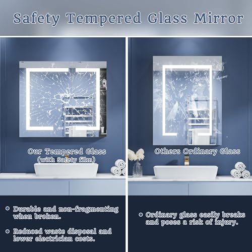 ExBrite LED Lighted Bathroom Medicine Cabinet with Mirror, 30 x - Product Imagery