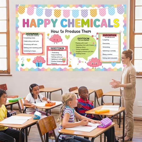 Mental Health Bulletin Board Set Happy Chemicals Poster - Product Imagery