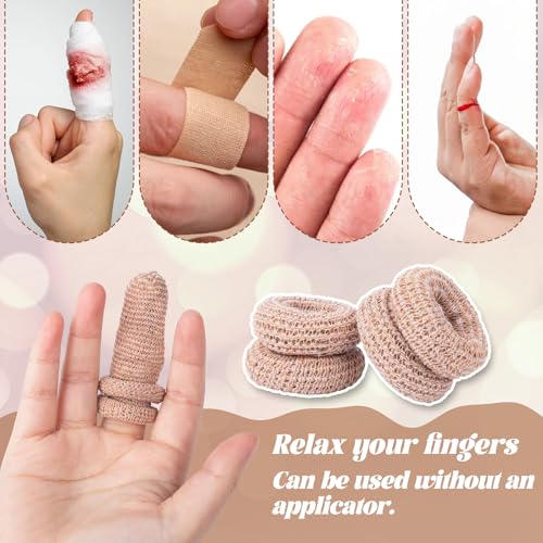 15pcs Cotton Finger Cots, Elastic Finger Sleeve, Skin Color - Product Imagery