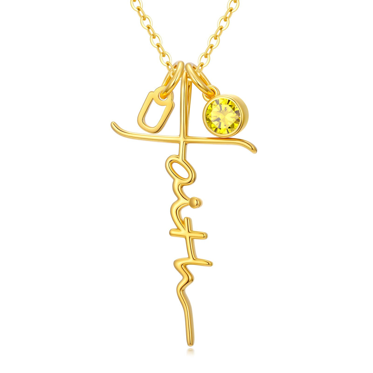 Poiuy Faith Cross Necklaces for Women with Initial Charms and Birthstone – product photo (Pendant Necklaces)
