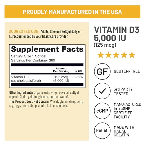 NatureWise Vitamin D3 5000IU Supplement, Immune Support, 360 - Product Imagery