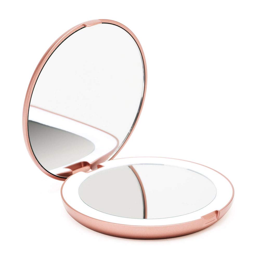 Fancii LED Lighted Travel Makeup Mirror, 1x/10x Magnification - Daylight LED, Compact, Portable, Large 5" Wide Illum