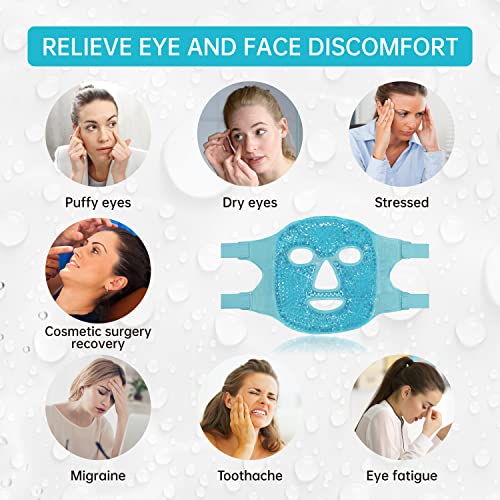 ZNÖCUETÖD Cold Face Ice Mask Facial Ice Pack, Hot Cold Compress - Product Imagery
