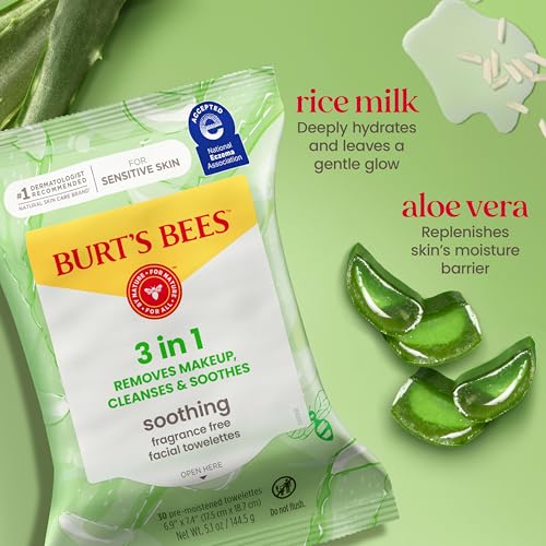 Burt's Bees Soothing Fragrance Free Facial Towelettes, 30 ct., - Product Imagery