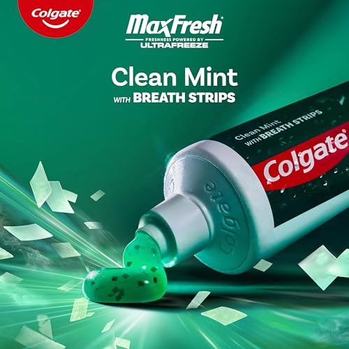 Colgate MaxFresh Fluoride Toothpaste, Clean Mint, 4 Pack, 6.3 oz - Product Imagery