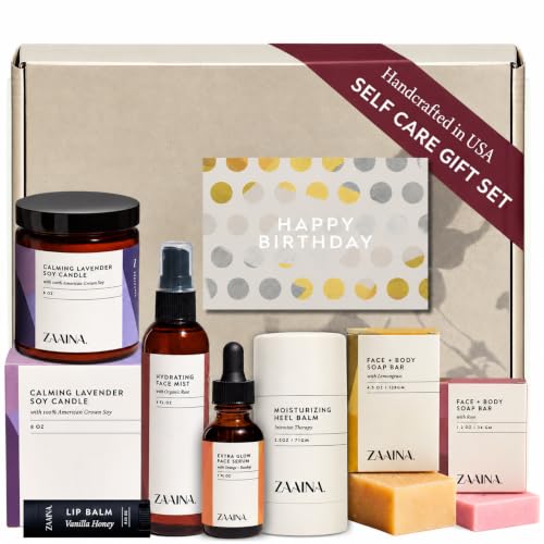 ZAAINA Birthday Gift for Women | Luxury Spa Gift Box | Self Care Set – Natural, Lavender, 1 Count (Pack of 1)