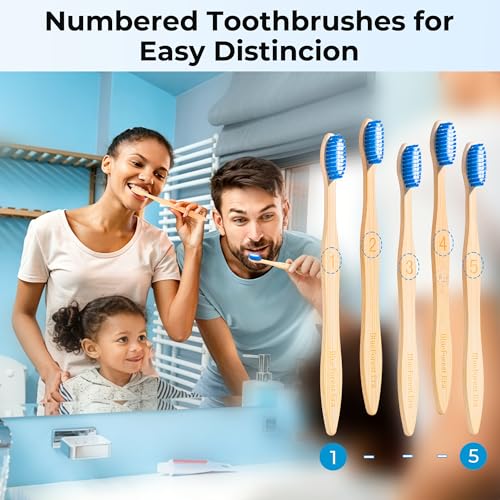 Bamboo Toothbrushes, Plant-Based Soft Bristles 10 Pack - Product Imagery