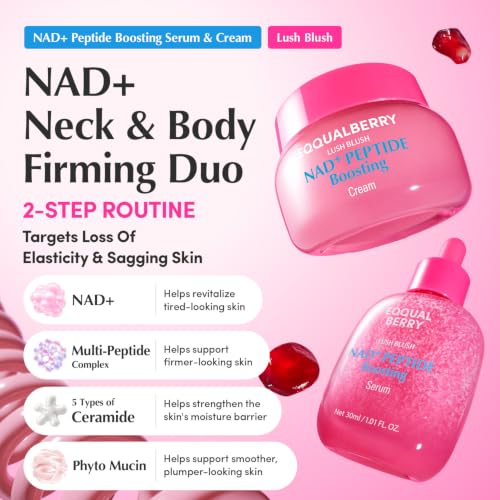 EQQUALBERRY NAD+ Peptide Boosting Serum & Cream Duo | Pink Cream - Product Imagery