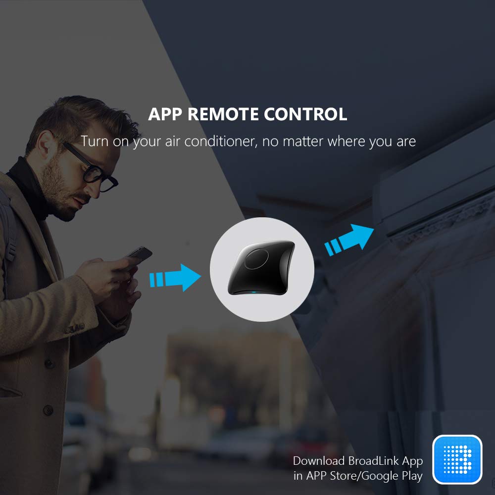 BroadLink RM4 pro IR and RF Universal Remote, All in One Hub Code Learning Wi-Fi Remote Control for TV Air Conditioner S